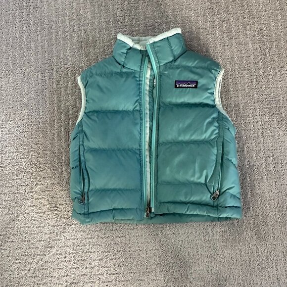 Kids Down Vest, Teal/Green, Patagonia, XXS (size 3-4) - Picture 2 of 6